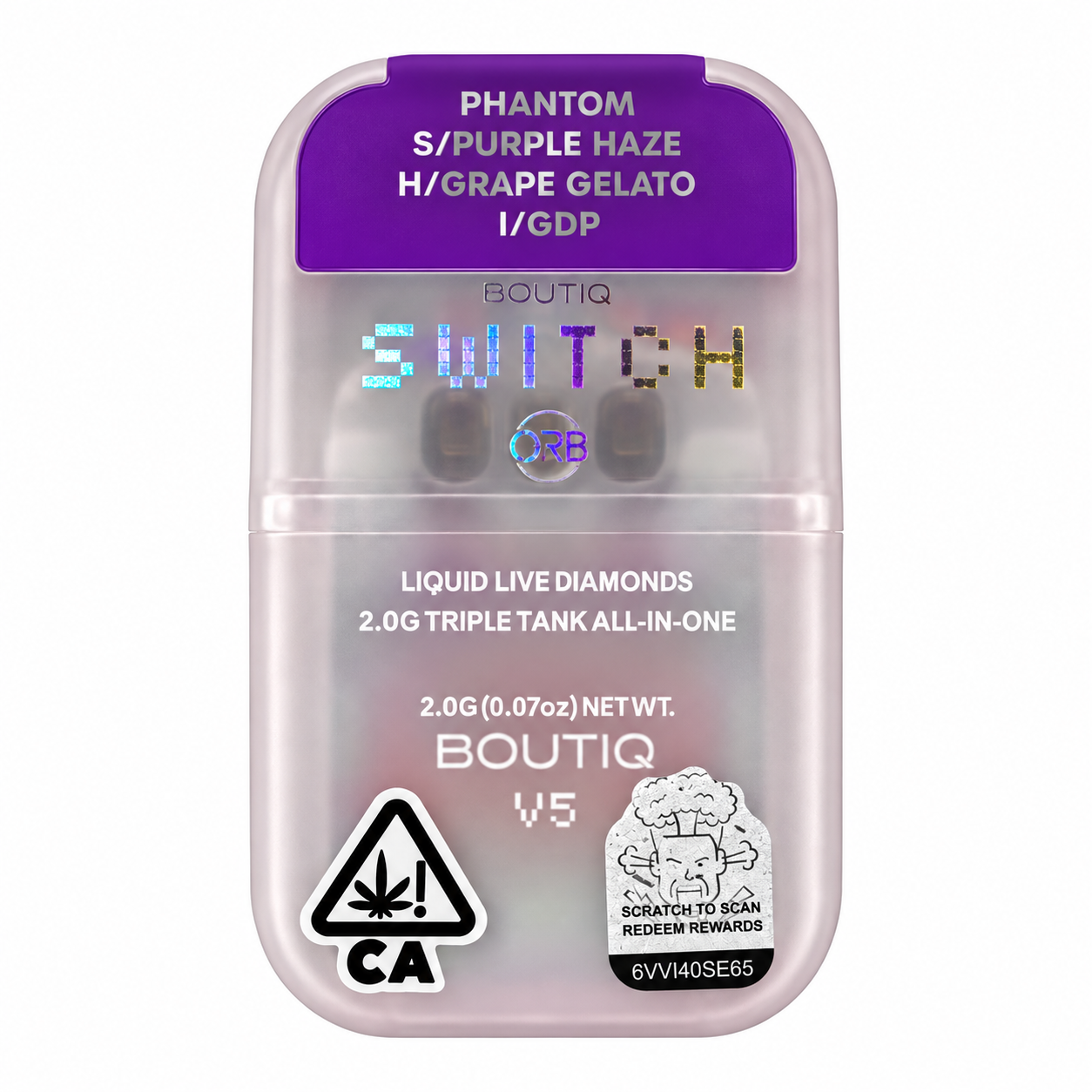 Boutique Switch V5 – PURPLE HAZDE (S) – GRAPE GELATO(H) – GOP(I) – 2G Disposable U.S.
